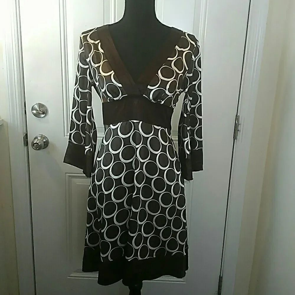 (3/$20) Speechless Brown printed dress with attached sash